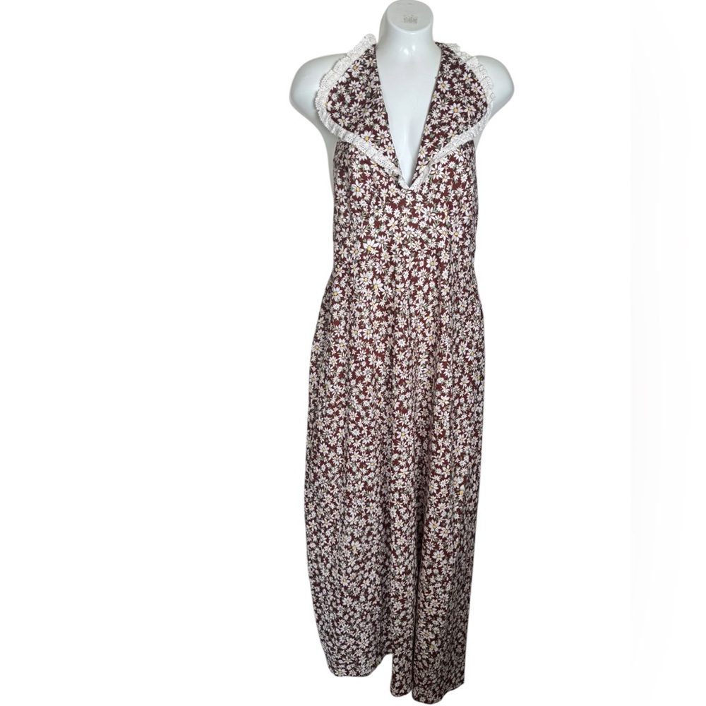 RIXO Sabrina Open Back Floral Lace Collared Midi Dress - Picture 4 of 15